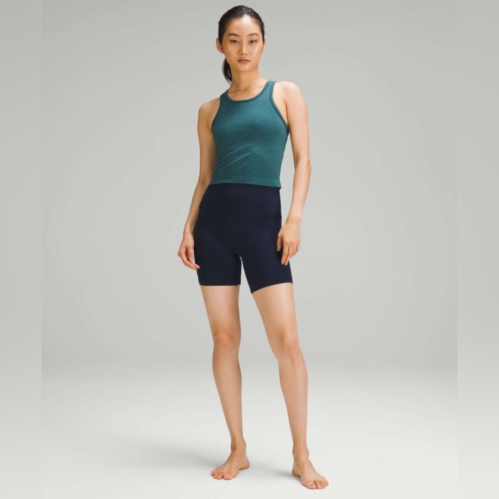 Like New Lululemon, Gorgeous Teal Ribbed Cropped Racerback Tank - Picture 5 of 8